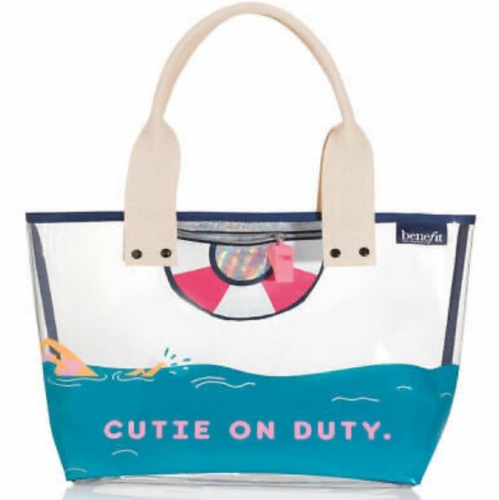 Benefit Cutie on Duty clear tote beach handbag
